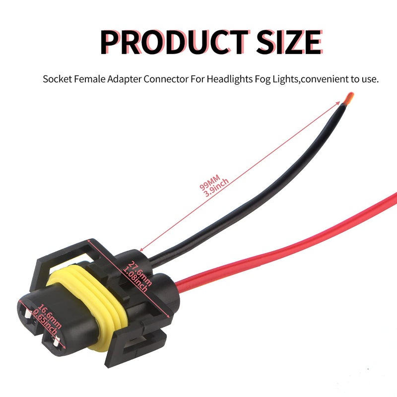 GLL H8 H11 880 881 Male Socket Adapter Connector Wiring Harness&Female Adapter Wiring Harness Sockets Wire Compatible with Headlights or Fog Lights 2Set - Image 4
